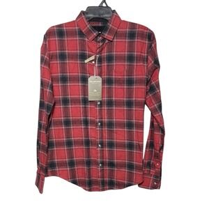 Tallwoods‎ Bruno Milano Red Plaid Flannel Button Up Men's Size Small